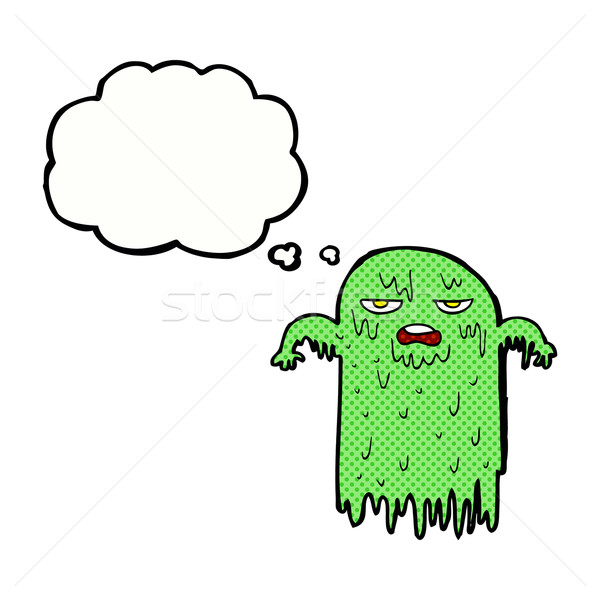 Stock photo: cartoon slimy ghost with thought bubble