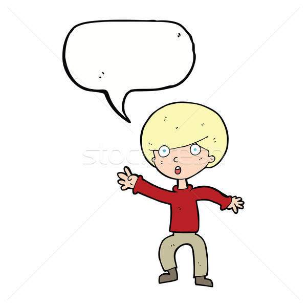 cartoon panicking boy with speech bubble Stock photo © lineartestpilot