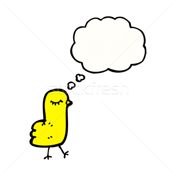 Desenho animado pássaro balão de pensamento textura mão feliz Foto stock © lineartestpilot