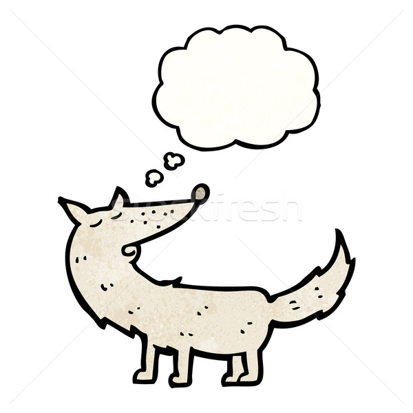 Cartoon loup bulle de pensée texture main chien [[stock_photo]] © lineartestpilot