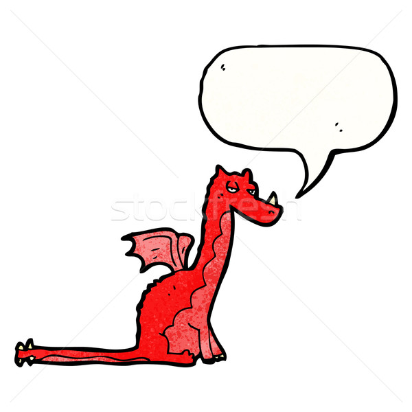 cartoon red dragon with speech bubble Stock photo © lineartestpilot