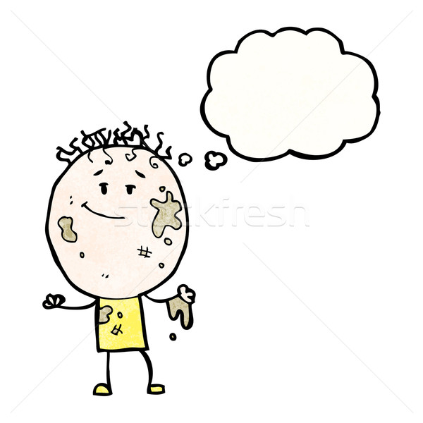 Desen animat plin de noroi băiat artă retro gândire Imagine de stoc © lineartestpilot