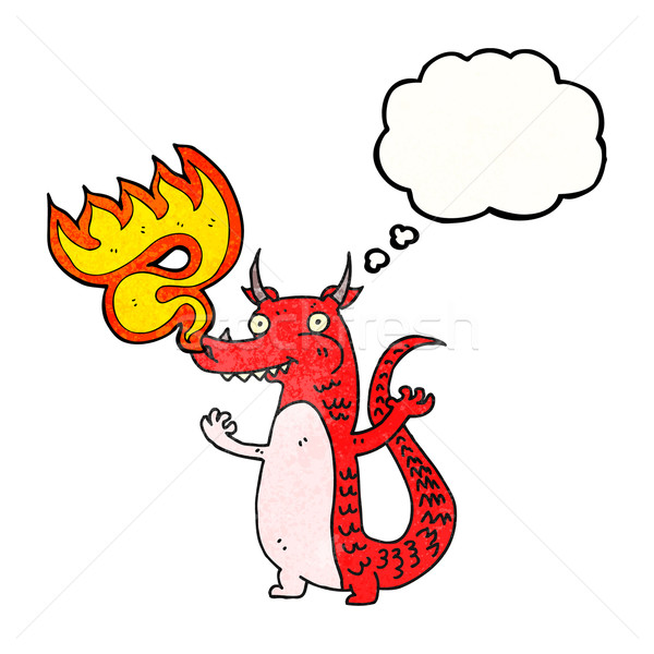 Karikatür yangın solunum ejderha Retro doku Stok fotoğraf © lineartestpilot