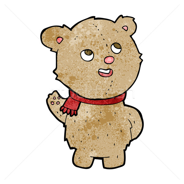 漫畫 可愛 泰迪熊 圍巾 手 快樂 商業照片 © lineartestpilot