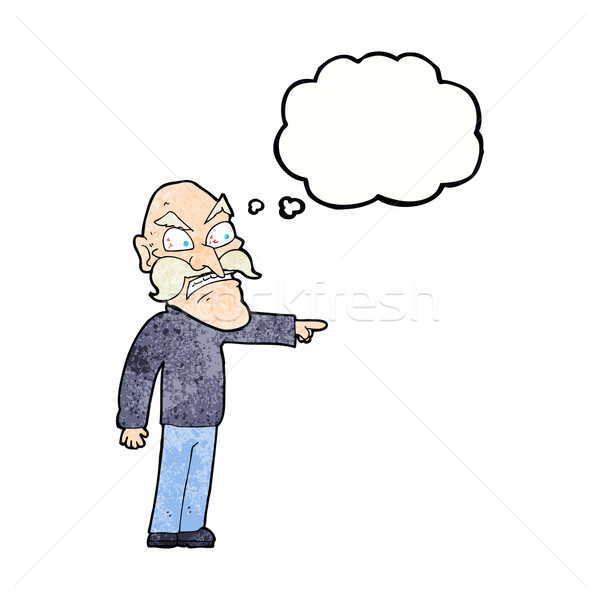 [[stock_photo]]: Cartoon · furieux · vieillard · bulle · de · pensée · main · homme