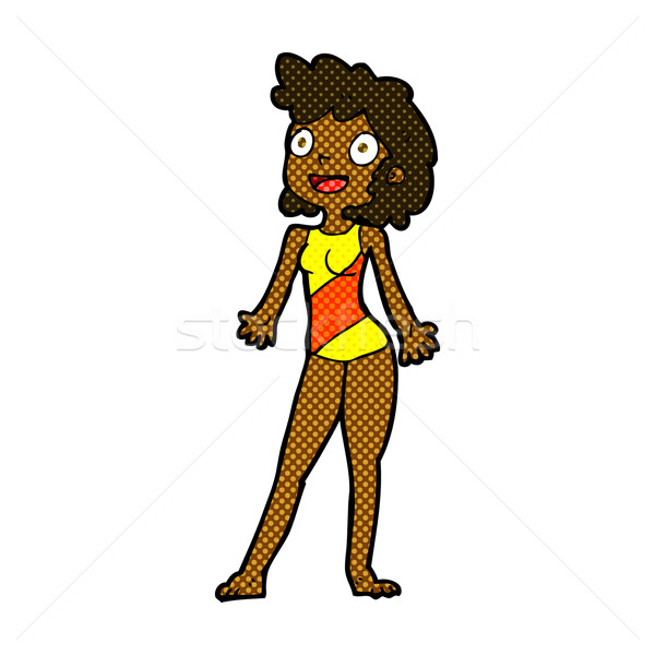 Fumetto cartoon donna costume da bagno retro Foto d'archivio © lineartestpilot