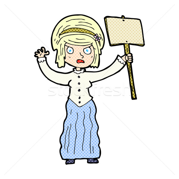 comic cartoon vicorian woman protesting Stock photo © lineartestpilot