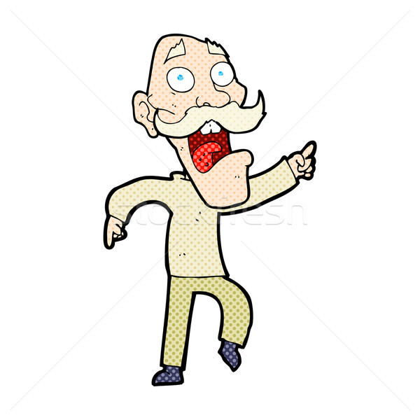 Stock photo: comic cartoon frightened old man