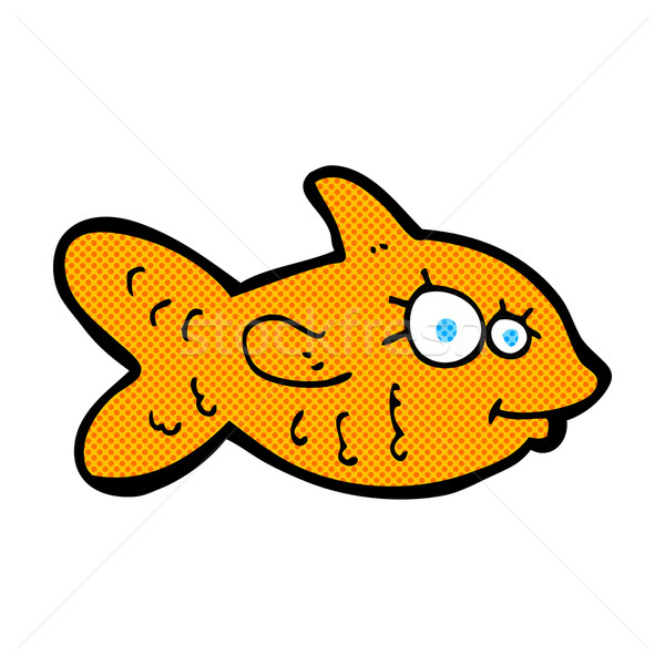 Komiks cartoon szczęśliwy goldfish retro komiks Zdjęcia stock © lineartestpilot