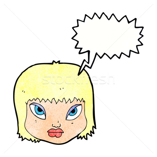 Cartoon geërgerd gezicht tekstballon hand ontwerp Stockfoto © lineartestpilot