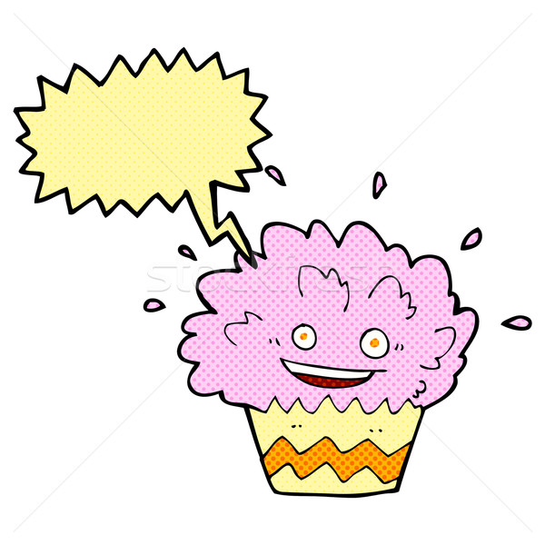 cartoon exploding cupcake with speech bubble Stock photo © lineartestpilot
