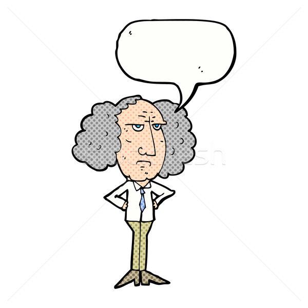cartoon big hair lecturer man with speech bubble Stock photo © lineartestpilot