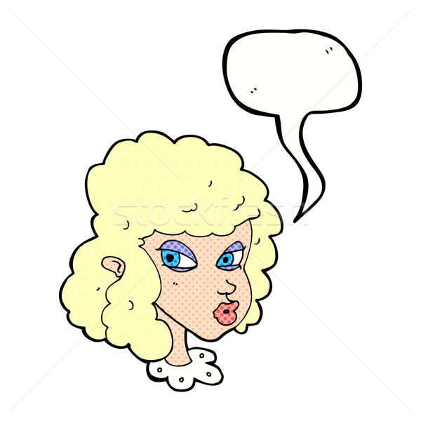 cartoon suspicious woman with speech bubble Stock photo © lineartestpilot