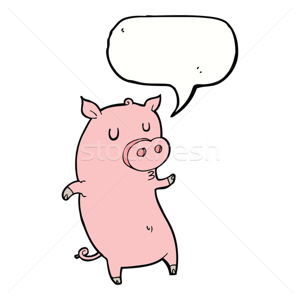 funny cartoon pig with speech bubble Stock photo © lineartestpilot