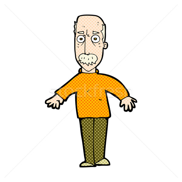 [[stock_photo]]: Dessinées · cartoon · agacé · vieillard · rétro