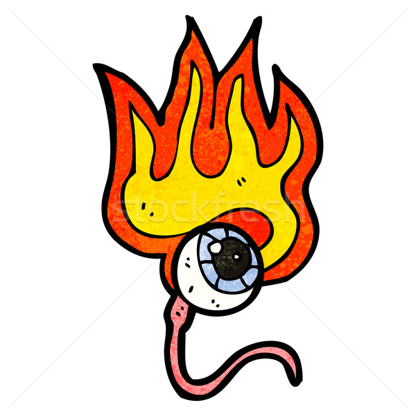 Imagine de stoc: Desen · animat · ardere · globul · ocular · artă · retro · desen
