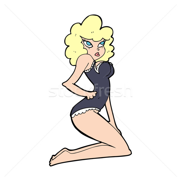 Cartoon pinup donna mano design Crazy Foto d'archivio © lineartestpilot