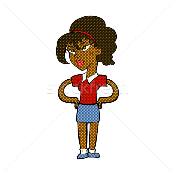 comic cartoon woman with hands on hips Stock photo © lineartestpilot