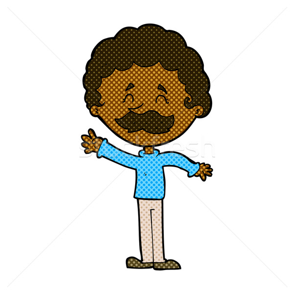 comic cartoon man with mustache waving Stock photo © lineartestpilot