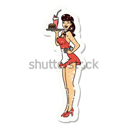 Komische cartoon aantrekkelijke vrouw kort jurk retro Stockfoto © lineartestpilot