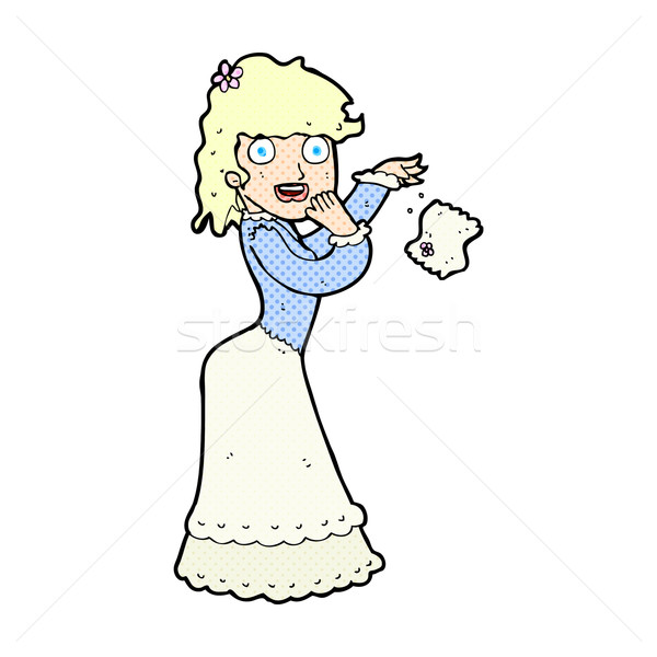 comic cartoon victorian woman dropping handkerchief Stock photo © lineartestpilot