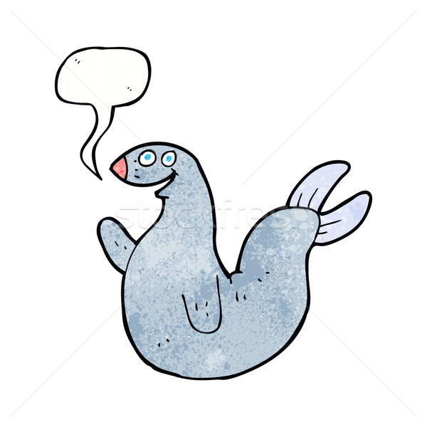 cartoon happy seal with speech bubble Stock photo © lineartestpilot