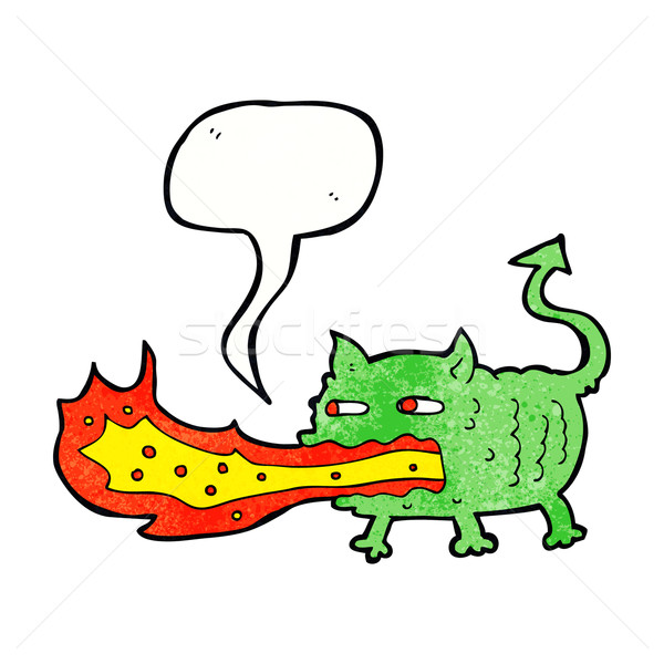 cartoon fire breathing imp with speech bubble Stock photo © lineartestpilot