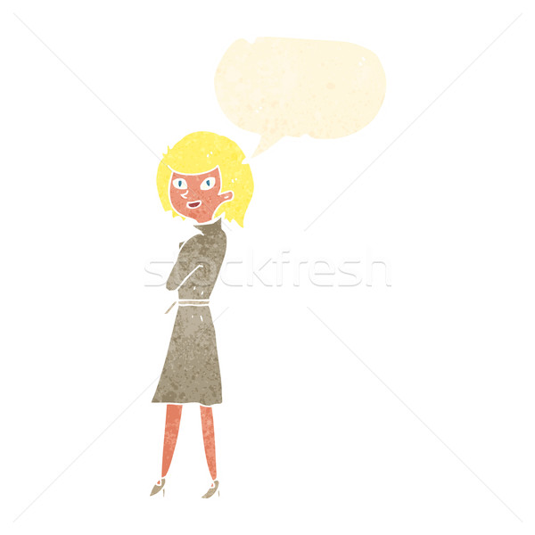 Cartoon kobieta okop płaszcz dymka strony Zdjęcia stock © lineartestpilot