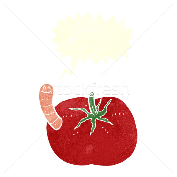 Karikatur Tomaten Wurm Sprechblase Hand Design Stock foto © lineartestpilot
