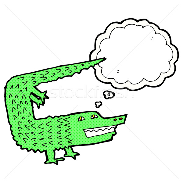 Cartoon krokodyla bubble myśl strony projektu sztuki Zdjęcia stock © lineartestpilot