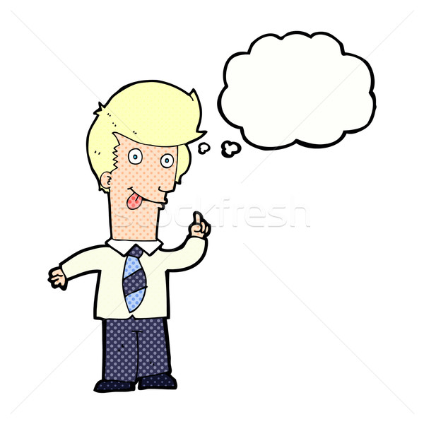 cartoon office man with crazy idea with thought bubble Stock photo © lineartestpilot