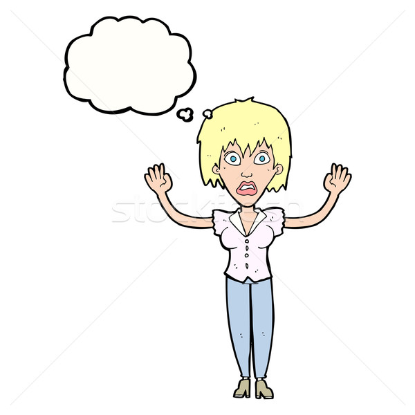 cartoon woman stressing out with thought bubble Stock photo © lineartestpilot