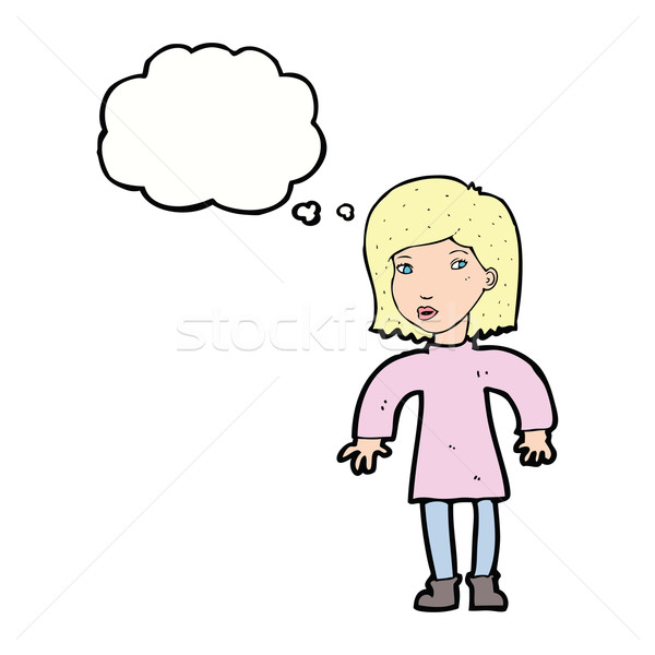 Cartoon cauteloso mujer burbuja de pensamiento mano diseno Foto stock © lineartestpilot