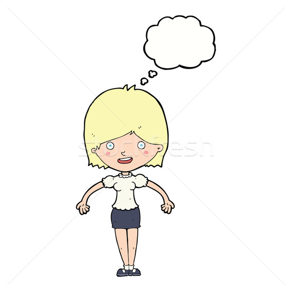 cartoon happy woman with thought bubble Stock photo © lineartestpilot