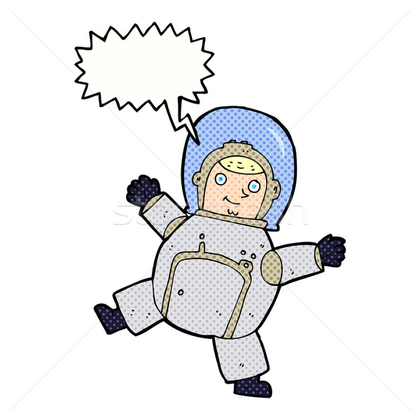 Foto stock: Desenho · animado · astronauta · balão · de · fala · mão · projeto · espaço