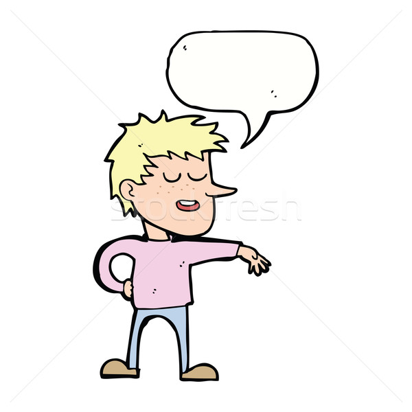 cartoon man making dismissive gesture with speech bubble Stock photo © lineartestpilot