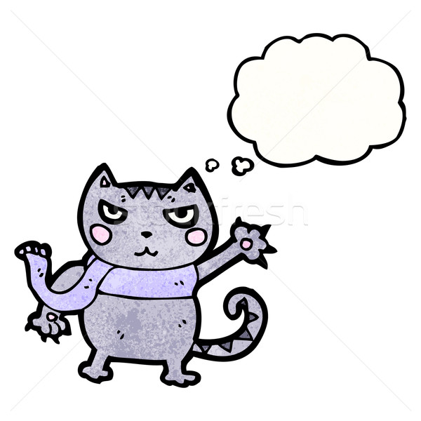 [[stock_photo]]: Cartoon · chat · bulle · de · pensée · parler · rétro · pense