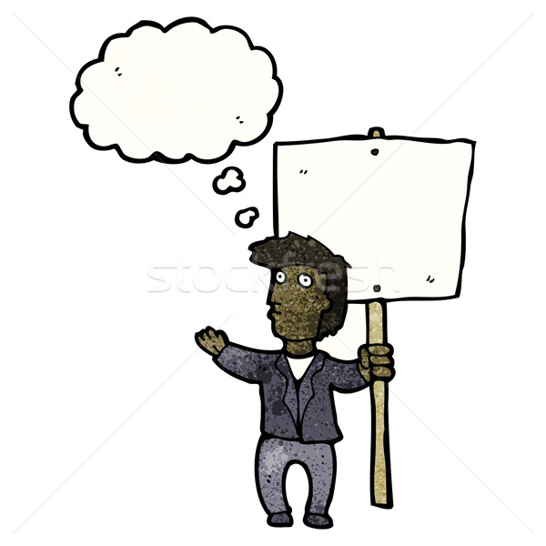 cartoon man holding sign Stock photo © lineartestpilot