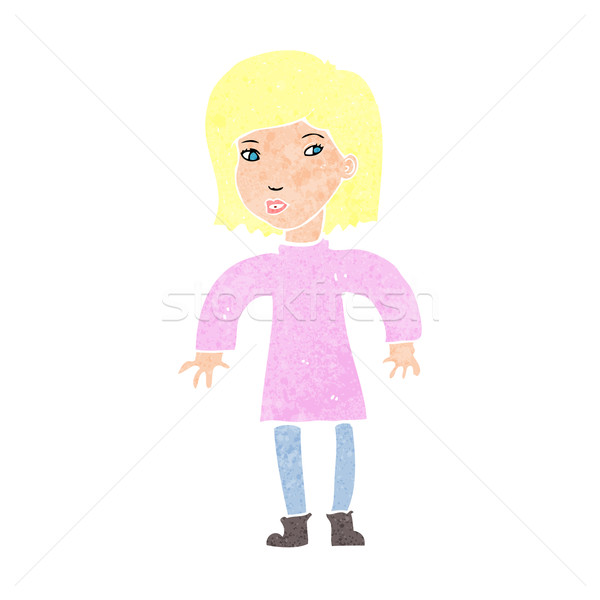 Cartoon ostrożny kobieta projektu sztuki retro Zdjęcia stock © lineartestpilot
