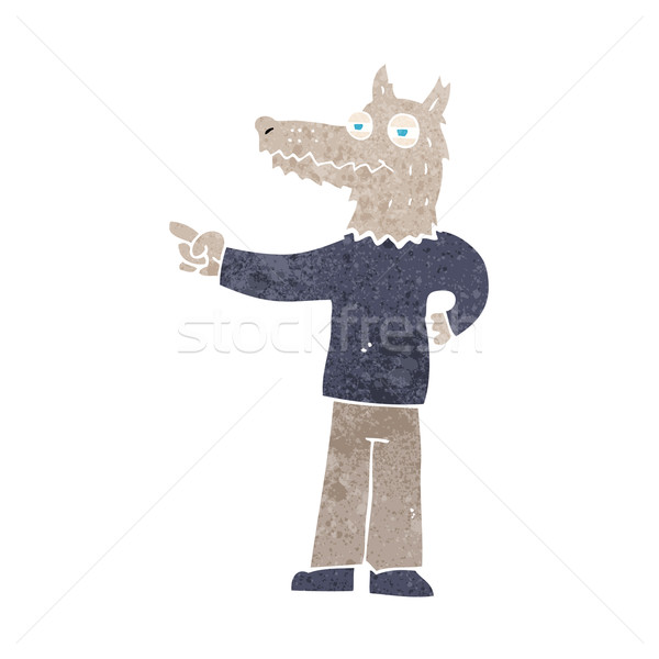 Cartoon pointant loup homme design art [[stock_photo]] © lineartestpilot