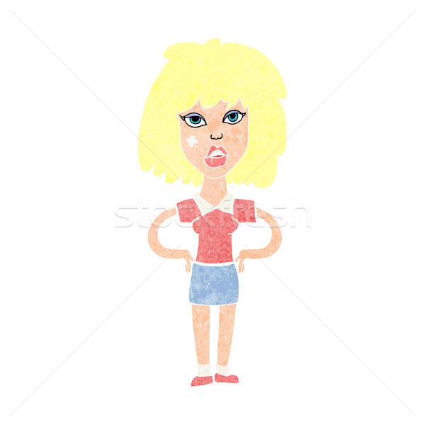 Cartoon twardy kobieta projektu sztuki retro Zdjęcia stock © lineartestpilot