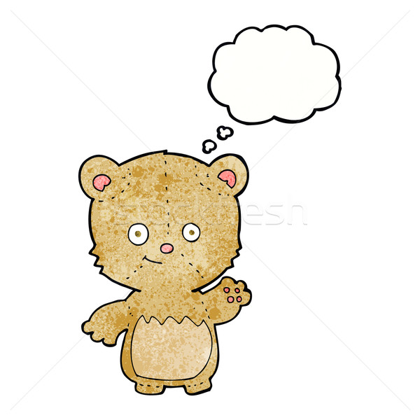 cartoon teddy bear waving with thought bubble Stock photo © lineartestpilot