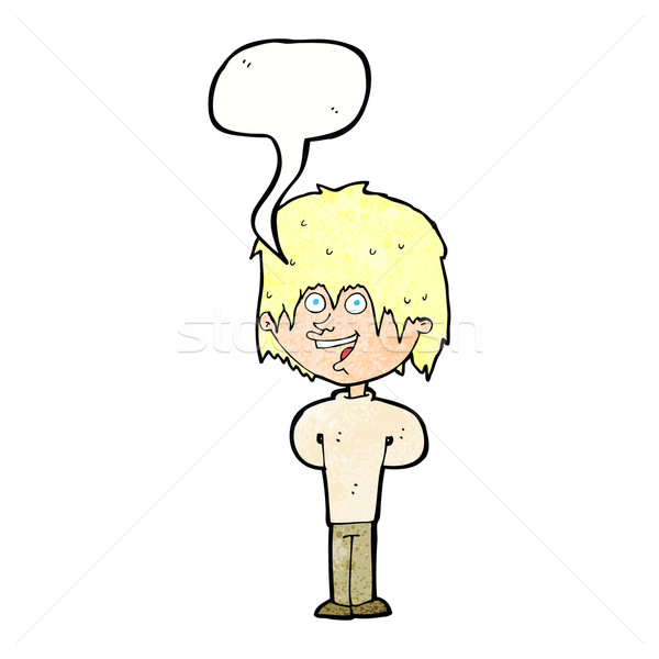 cartoon happy scruffy boy with speech bubble Stock photo © lineartestpilot