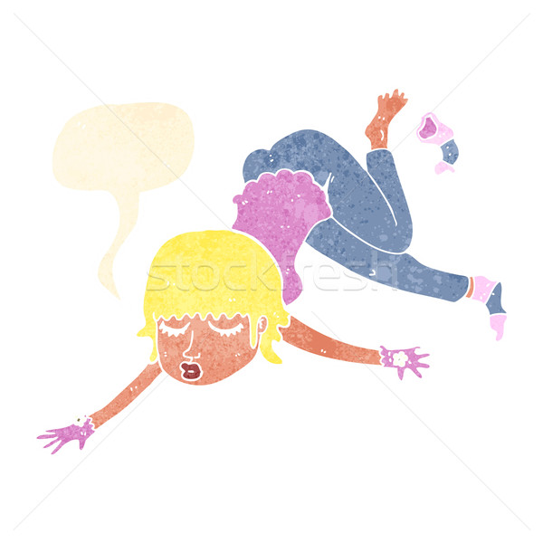 cartoon woman floating with speech bubble Stock photo © lineartestpilot