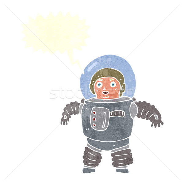 cartoon space man with speech bubble Stock photo © lineartestpilot