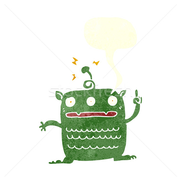 cartoon weird little alien with speech bubble Stock photo © lineartestpilot