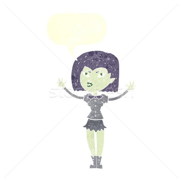 Karikatür vampir kız konuşma balonu kadın el Stok fotoğraf © lineartestpilot