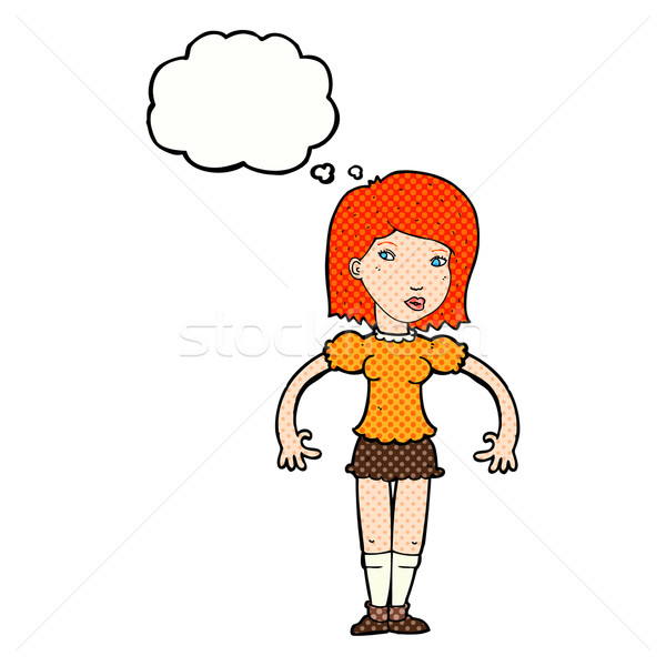 cartoon woman looking sideways with thought bubble Stock photo © lineartestpilot