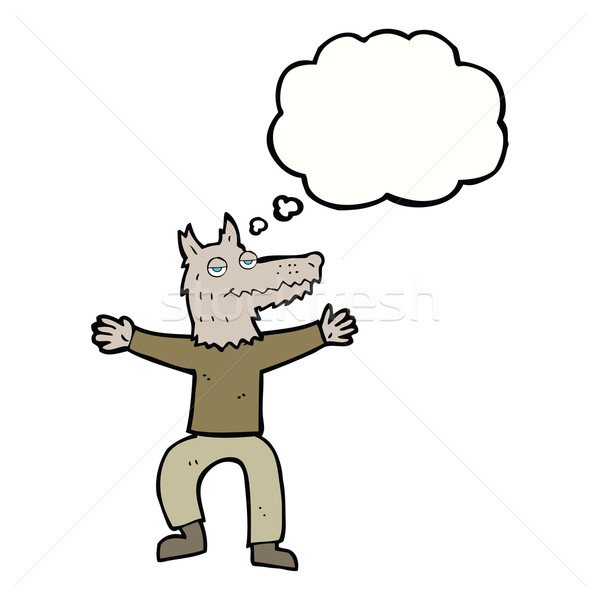 Cartoon lobo hombre burbuja de pensamiento mano diseno Foto stock © lineartestpilot