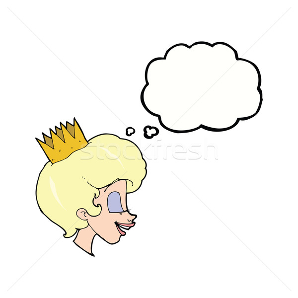 Cartoon princesse bulle de pensée main visage design [[stock_photo]] © lineartestpilot